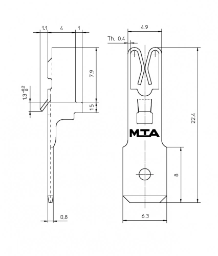 MTA Kabelschuh 1907501 mit 6,3mm Flachsteckanschluß für MTA Sicherungshalter