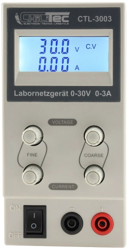 Labornetzteil mit 4mm Sicherheitsbuchsen 0V - 30V DC 0A - 3A regelbar mit LCD und Hintergrundbeleuchtung