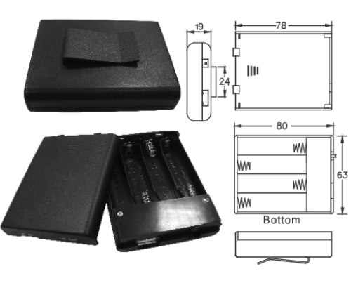 Batteriehalter 4x Mignon AA inkl Schalter und USB Anschluss BH341USB