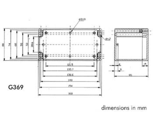 Gehäuse G369 IP65 grau 160 x 80 x 85mm Velleman