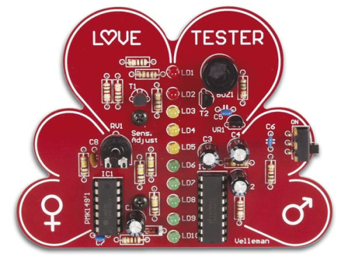 Velleman Elektronik Bausatz MK149 Liebes Tester Love Check 9V Bausatz Velleman MK149 VMK149