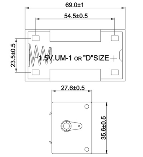 Batteriehalter für 1 x UM 1L Monozelle D Lötanschluss BH-111D