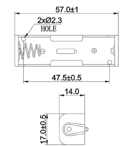 Batteriehalter für 1 x Mignonzelle AA Lötanschluß BH AA 1xL