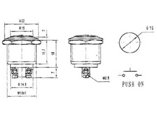 Drucktaster Taster 0,5A/230V Schliesserkontakt 1x NO AUS-(EIN) Velleman R1500A