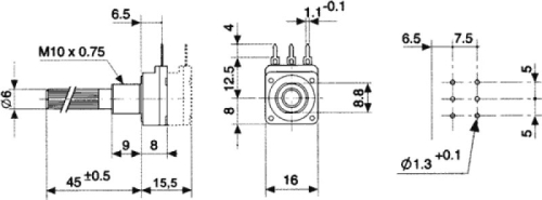 Drehpoti Potentiometer 6mm stereo linear 220K Ohm