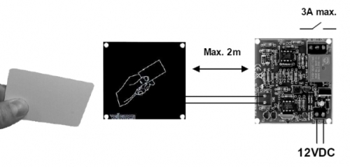 Berührungsloser Kartenleser inkl 2 Karten 12V DC MK179 Velleman Bausatz