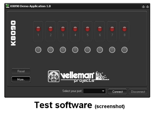 8 Kanal USB Relaiskarte 9V - 14V max 8x 16A Leistung K8090 Velleman Bausatz WHADDA WSI8090