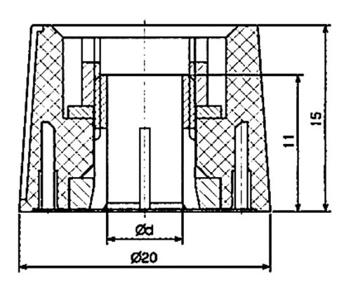 Drehknopf 20x15mm Kunststoff Achsaufnahme 6mm Mentor KD15/6SW