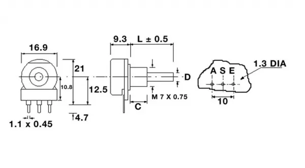 Drehpoti Potentiometer 4mm mono linear 100 Ohm omeg PC16A100R