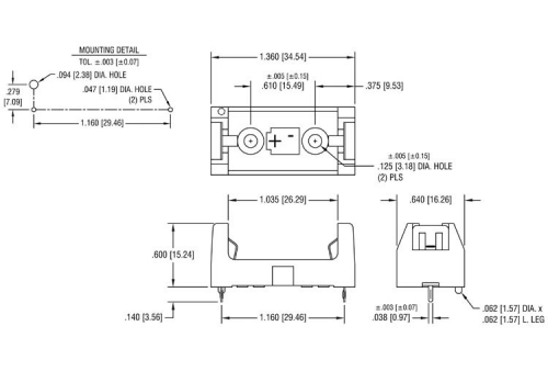 Batteriehalter 1/2 AA Keystone Keystone 