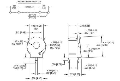 Batteriekontakt einfach PCB für Mignon AA BK92 Keystone