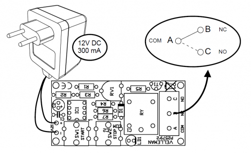 Universal Zeitrelais 12V DC max 3A 0 - 15 Min K2579 Velleman Bausatz WHADDA WST2579