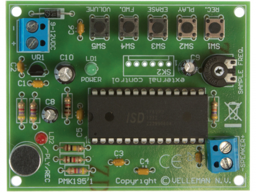 Aufnahme und Wiedergabe Recorder Playback Modul MK195 Velleman Bausatz WHADDA WSAH195