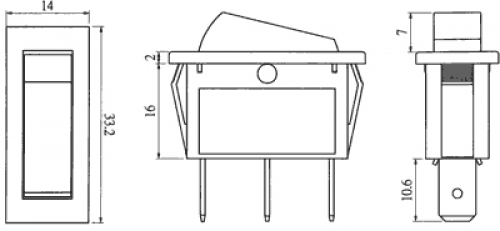 Wippenschalter Umschalter Schalter schwarz mit Symbole I / O 1x EIN / AUS max 10A