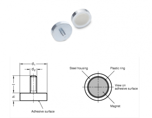 Neodym Rundmagnet 13mm mit 5mm Gewindebolzen 60N