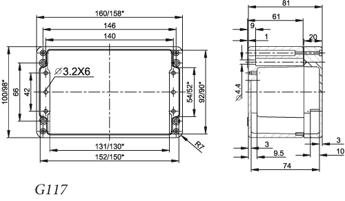 Gehäuse Alu G117 IP65 hohe Schirmdämpfung 160x100x81mm