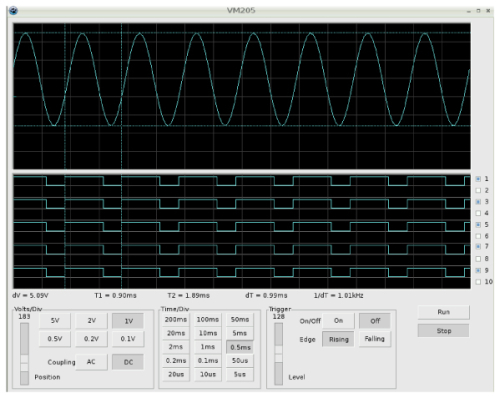 Oszilloscope & Logic Analyse Shield für Raspberry Pi VM205 Velleman WHADDA WPSH206