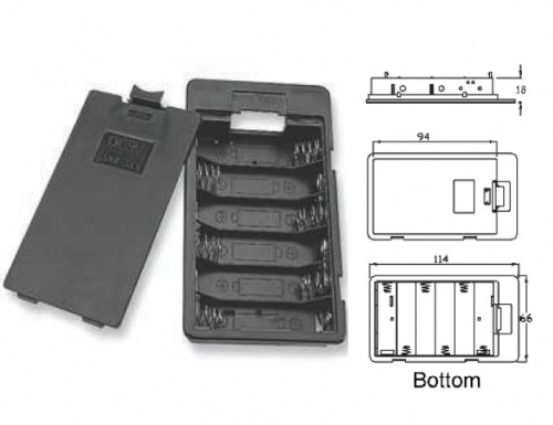 Batteriehalter 6x Mignon AA Einbaugehäuse Flach