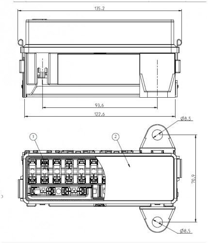 Sicherungshalter Sicherungskasten für 16x Unival 19mm Sicherungen MTA 0100655