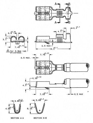 Flachsteckhülse 6,3mm 1mm² - 2,5mm² mit Rastnase für zb KFZ Relaissockel 1Stück