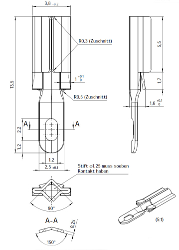 Buchse für Lötstift Lötnagel 1,3mm mit Lötanschluss 100Stück