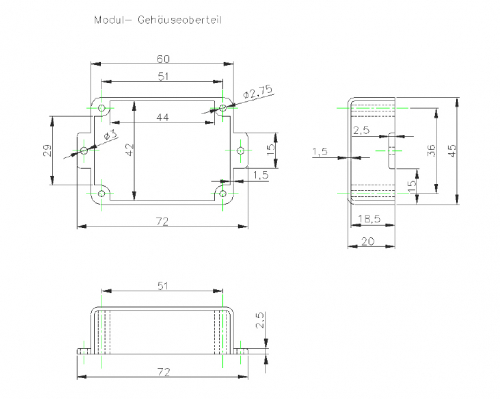 Kunststoff Gehäuse Modulgehäuse G004 60 x 45 x 20 mm Vergussgehäuse Kemo