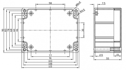 Kunststoff Gehäuse ABS G311 IP65 grau 115 x 90 x 55mm Velleman