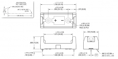 Batteriehalter 2/3 AA Printmontage