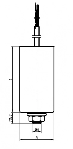 MKP Kondensator Motorkondensator Betriebskondensator 10,0uF max 500V mit Kabel Miflex I15KV610K-D