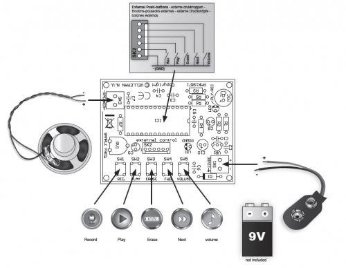 Aufnahme und Wiedergabe Recorder Playback Modul MK195 Velleman Bausatz WHADDA WSAH195