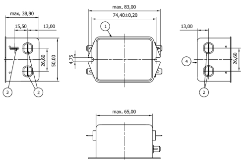 Entstörfilter 230V AC Miflex X37-02 X2 Y2