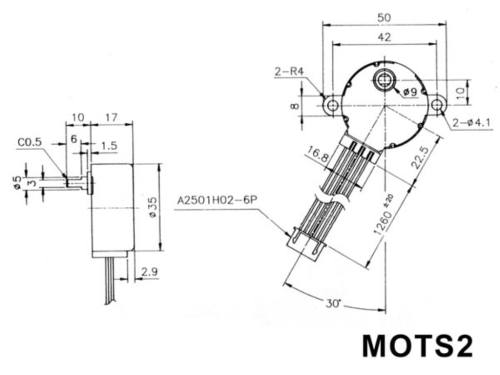 Motor Steppermotor Schrittmotor 12V DC 60mA (Winkel 7,5° / 48 Schritte) Velleman MOTS2