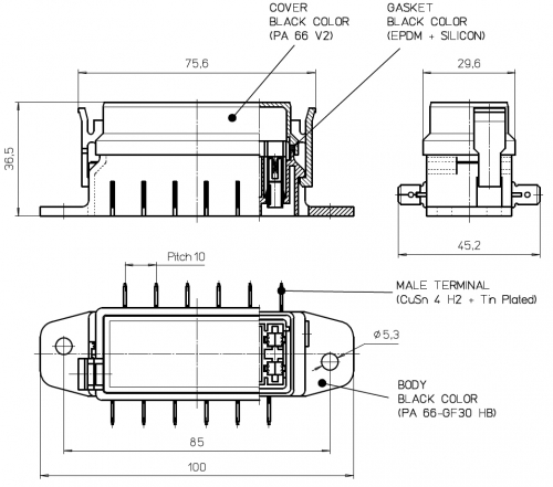 Sicherungshalter inkl Deckel für 6 KFZ standard Flachsicherungen SD-6S MTA MTA 100600