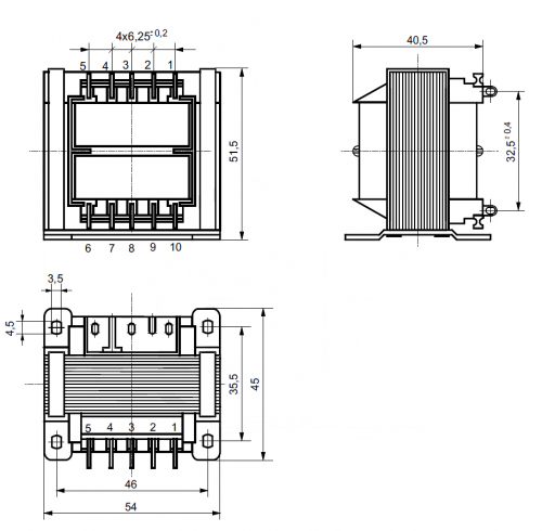 Netztrafo offene Bauform 2x0,5A 2x12V 12VA