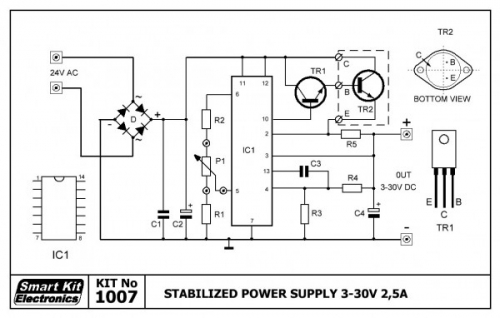 Stabilisiertes Regelbares Netzteil 3v 30 V Max 2 5 A Smartkit Bausatz B1007 Ludeke Elektronic