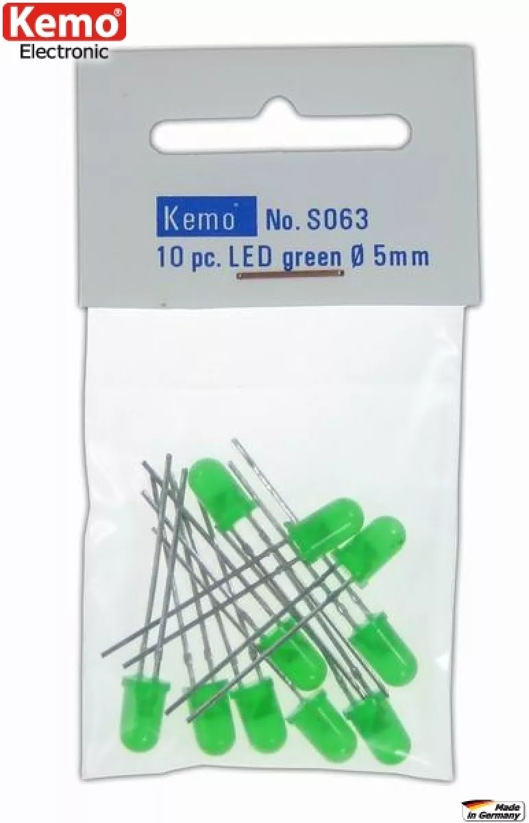 Kemo-Electronic S063 LED Ø 5 mm grün 10 Stck. Kemo S063 KS063