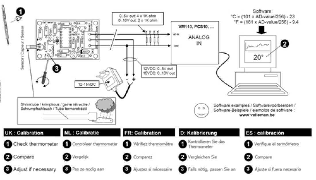 Temperatursensor Thermoschalter 12V Velleman K8067 WHADDA WSHA8067 Bausatz Temperatursensor Thermoschalter 12V Velleman K8067 WHADDA WSHA8067 Bausatz