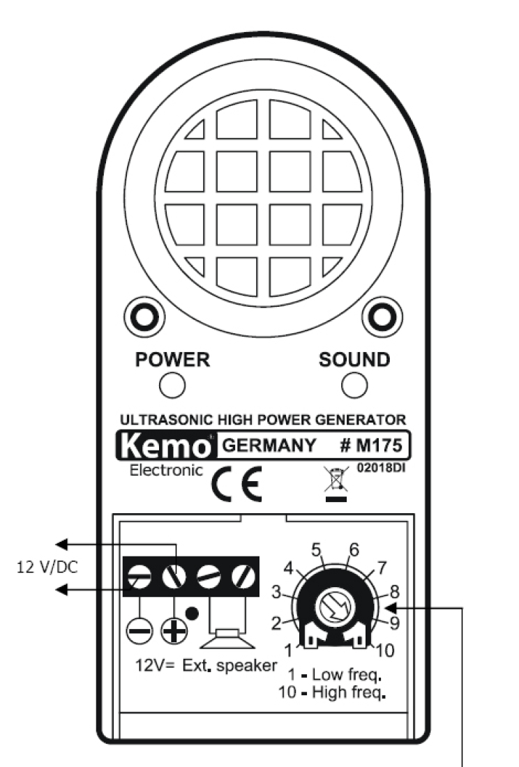 Leistungsstarke Ultraschall Tier vergrämung Tierscheuche 12V M175 Kemo Leistungsstarke Ultraschall Tier vergrämung Tierscheuche 12V M175 Kemo