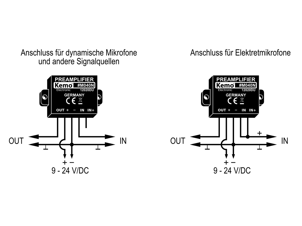 Universal Vorverstärker Mono Modul 9V - 24V DC M040N Kemo