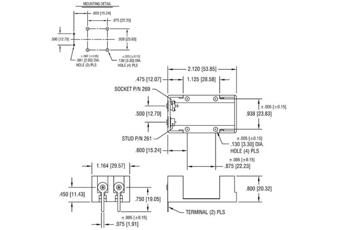 Batteriehalter für 9V Block mit Printanschluss 6F22