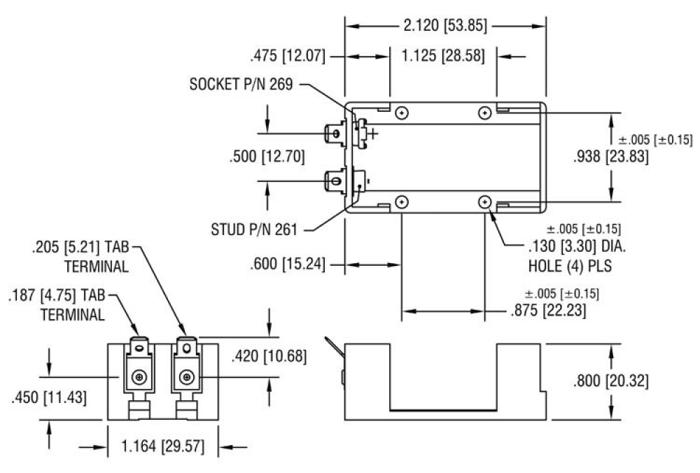 Batteriehalter für 9V Block mit Lötanschluss Keystone