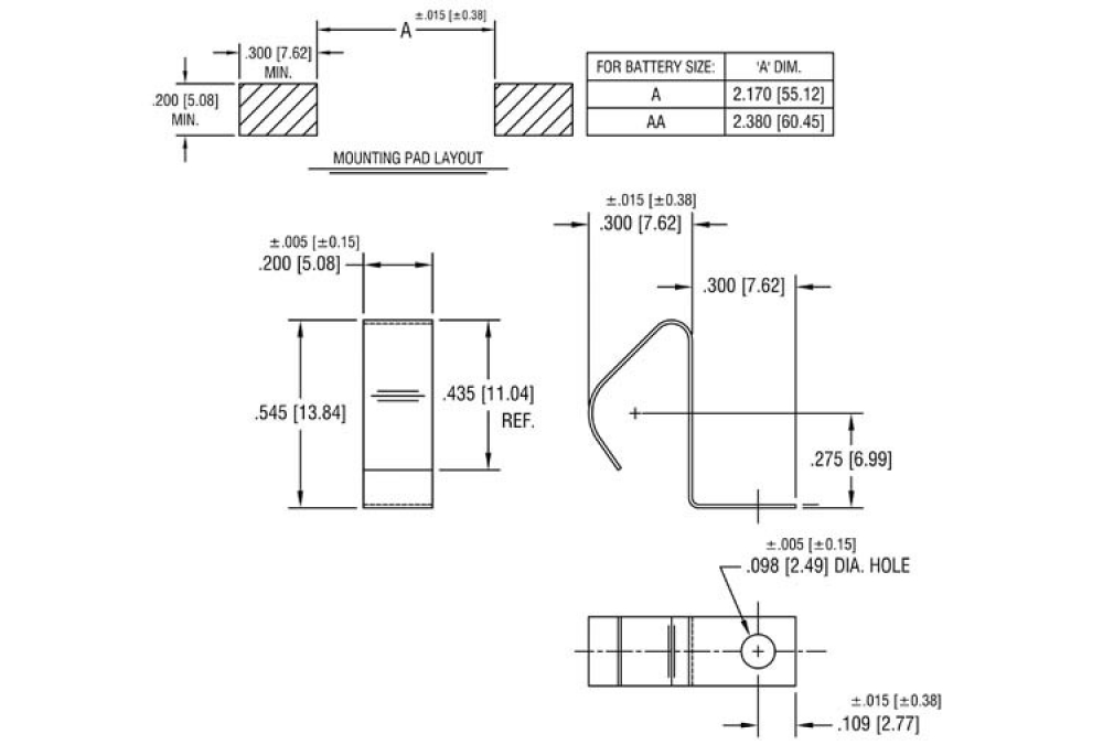 Batteriekontakt einfach SMD Federkontakt für Mignon AA BK5231 Keystone