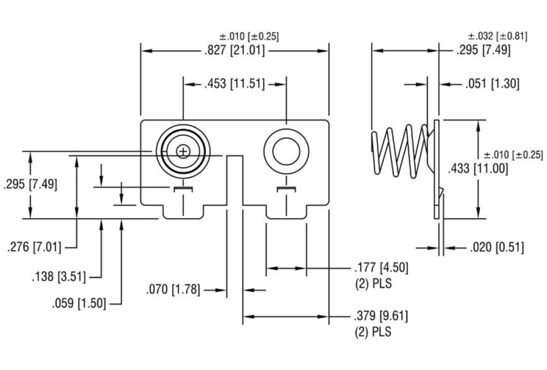 Batteriekontakt Doppelkontakt 1x mit Feder Micro AAA BK5213 Keystone