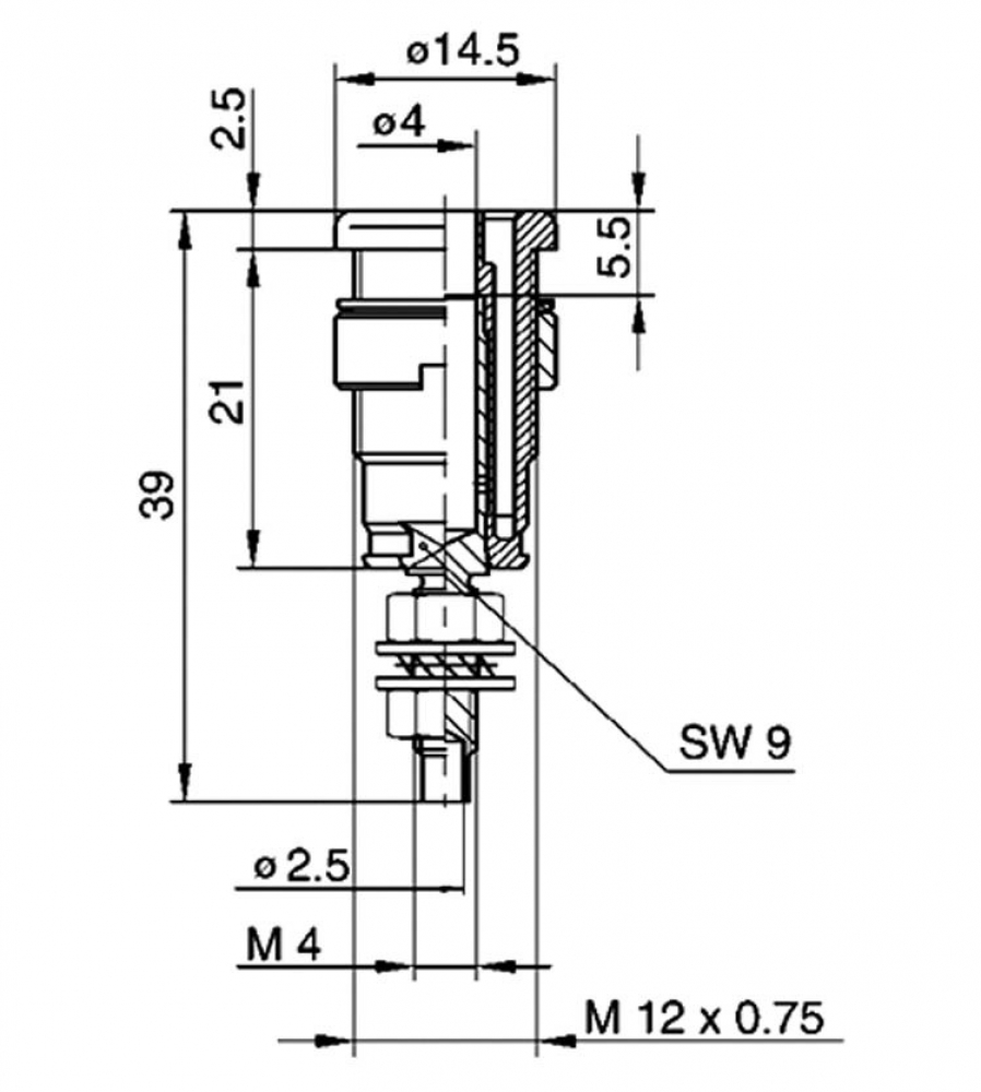 Sicherheits Labor Einbaubuchsen 4mm Gelb Grün SEB 2600 G M4 GELB