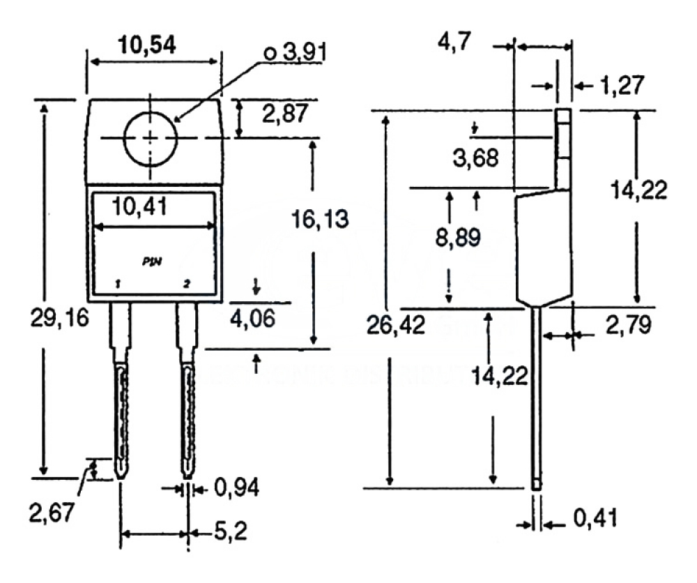 Schottky Diode MBR1060 max 10A 60V TO 220 AC