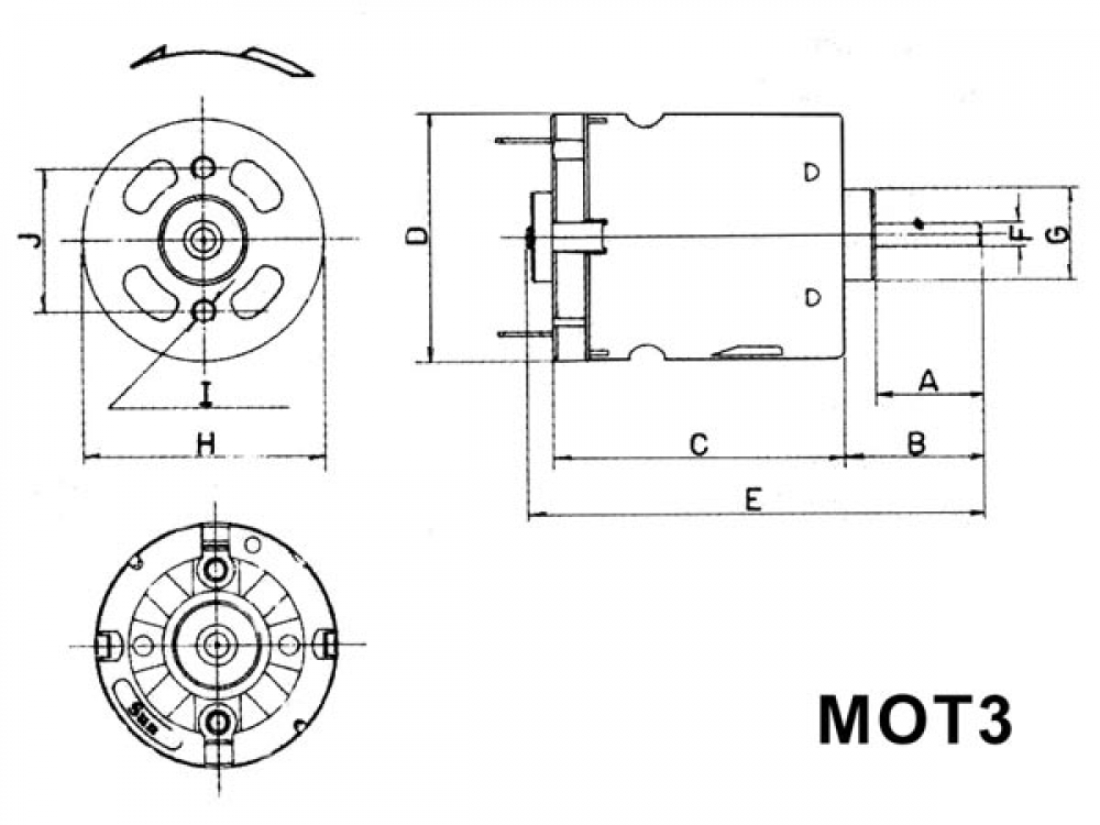 DC Kleinmotor 6V - 14V DC nominal 12V DC max 730mA max 11.500U/Min. Velleman MOT3N