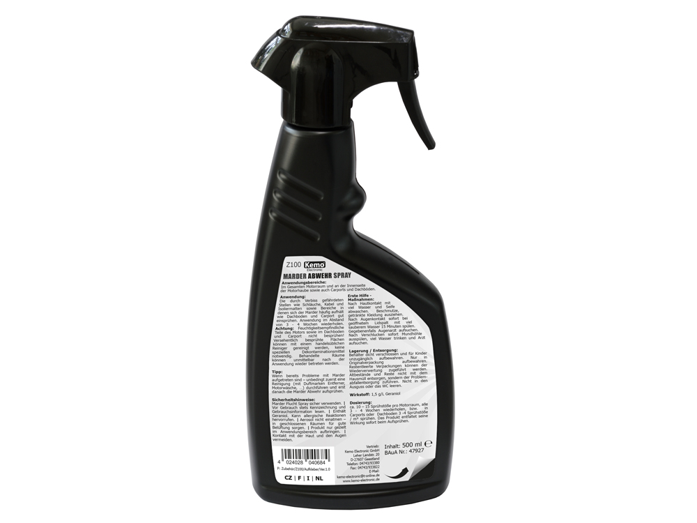 (31,90 EUR pro 1Liter) Marder Abwehr Schutzspray Konzentrat 500ml Kemo