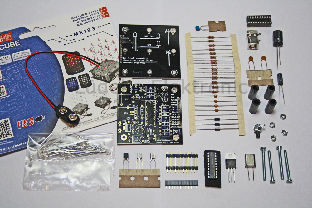 LED 3D Würfel programmierbar über USB MK193 mit verschiedenen Lichtefekte Velleman Bausatz WHADDA WSL193