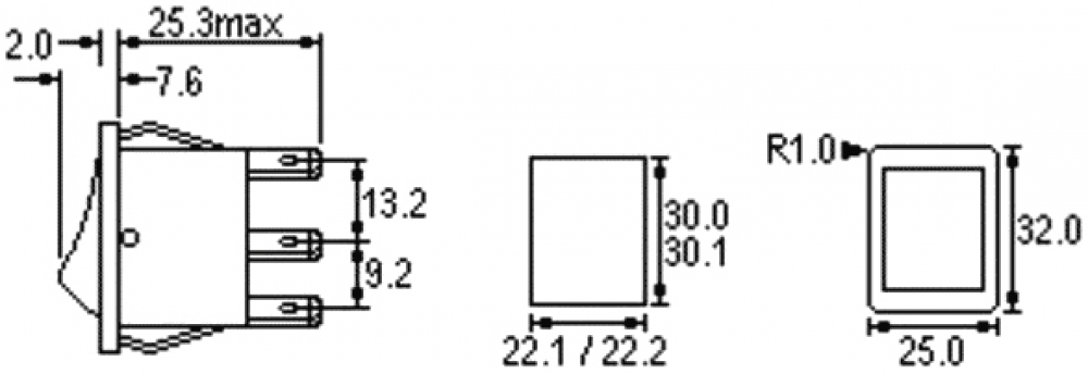 Wippentaster TASTER (ON) OFF (ON) mit Symbolik schwarz gross