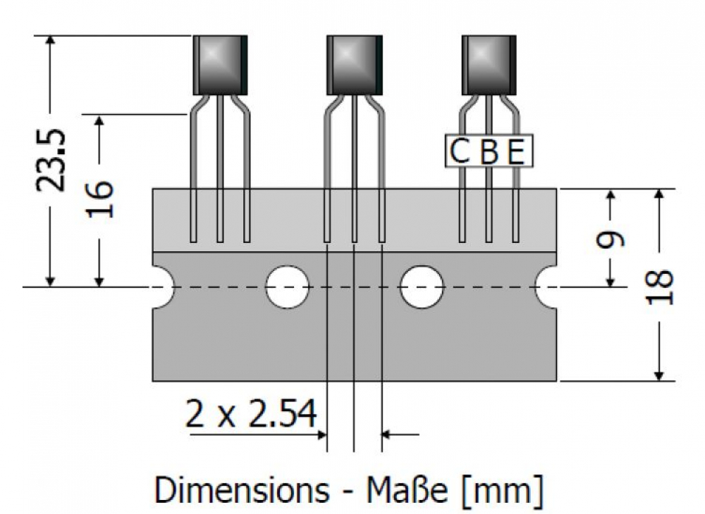 Transistor pnp BC557 50V 0,1A 0,5W To92